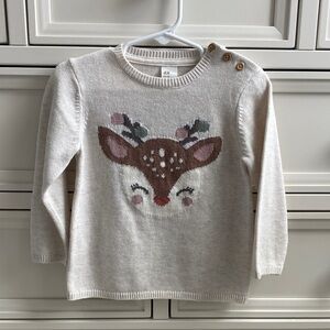 H&M Beige Toddler 18M Sweater with Deer Motif